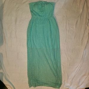 Teal "No Boundaries" strapless dress